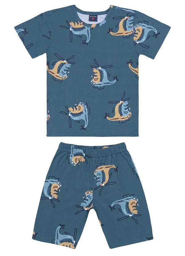 Guloseima - Pijama Menino em Meia Malha Azul