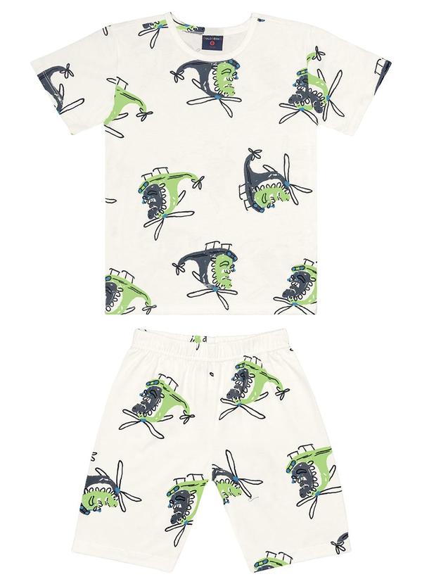 Guloseima - Pijama Menino em Meia Malha Branco