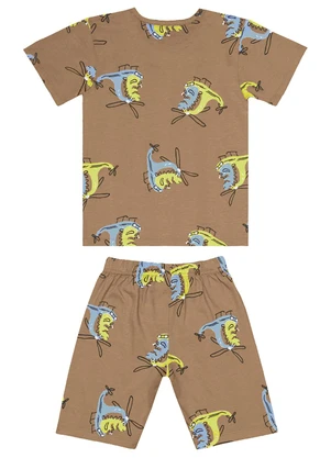 Guloseima - Pijama Menino em Meia Malha Marrom - GULOSEIMA
