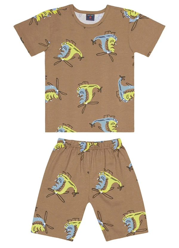 Guloseima - Pijama Menino em Meia Malha Marrom