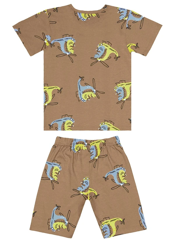 Guloseima - Pijama Menino em Meia Malha Marrom 2