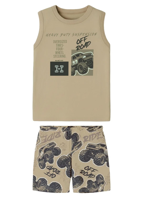 Malwee Kids - Pijama Off Road Adventure Bege
