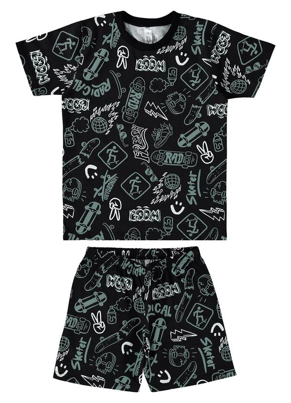 Malwee Kids - Pijama Preto Skate Brilha no Escuro Menino