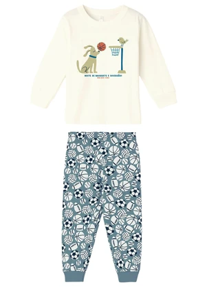 Malwee Kids - Pijama que Brilha Basquete & Diversão Off White - MALWEE KIDS