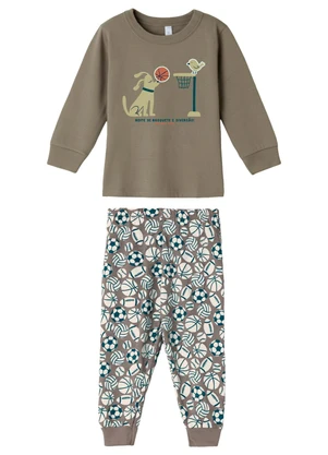 Malwee Kids - Pijama que Brilha Basquete & Diversão Taupe - MALWEE KIDS