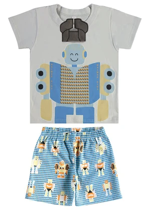 Malwee Kids - Pijama Robô que Brilha no Escuro Cinza Claro - MALWEE KIDS