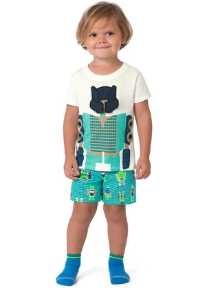 Malwee Kids - Pijama Robô que Brilha no Escuro Off White - MALWEE KIDS