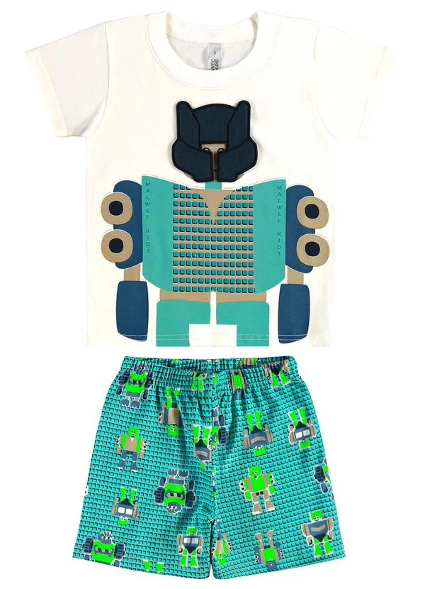 Malwee Kids - Pijama Robô que Brilha no Escuro Off White 2