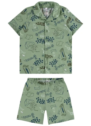 Malwee Kids - Pijama Skatista Radical que Brilha no Escuro Verd - MALWEE KIDS
