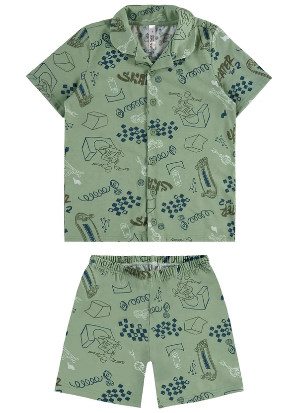 Malwee Kids - Pijama Skatista Radical que Brilha no Escuro Verd 2