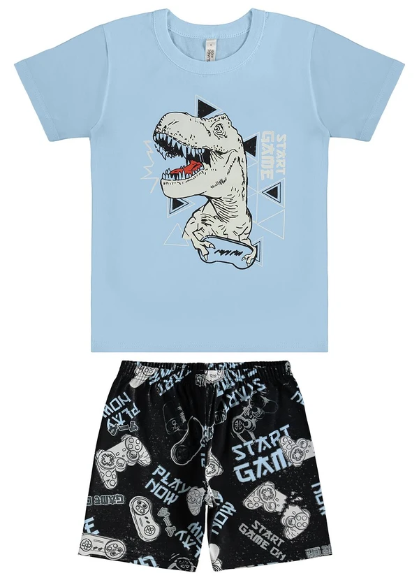 Malwee Kids - Pijama Start Game que Brilha no Escuro Azul Claro