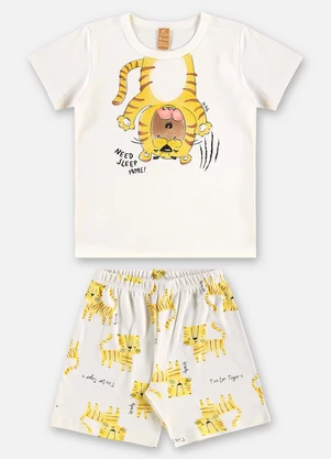 Up Baby - Pijama Suedine Infantil Masculino Bege - UP BABY