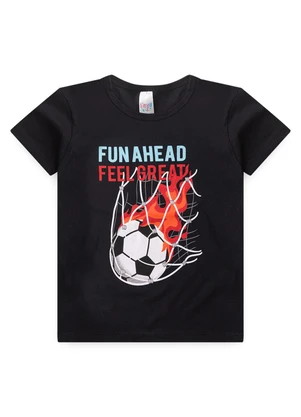 Atelie da Crianca - Pijama Verão Futebol Preto - ATELIE DA CRIANCA
