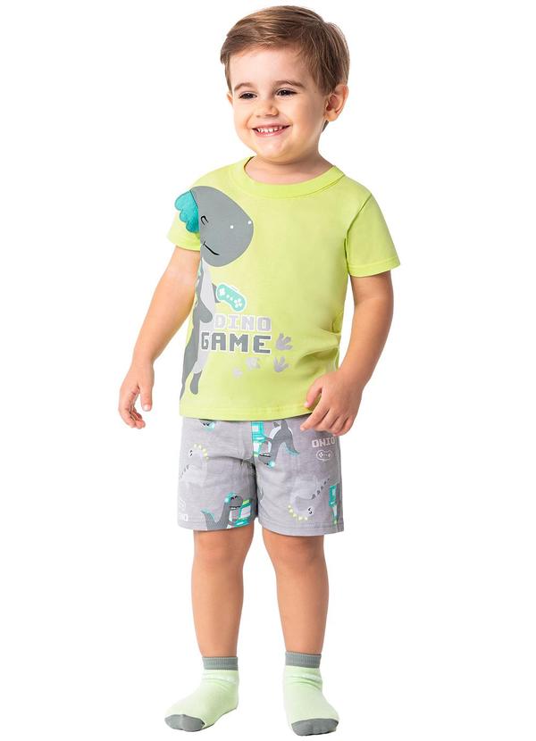 Malwee Kids - Pijama Verde Limão Dino Brilha no Escuro Menino