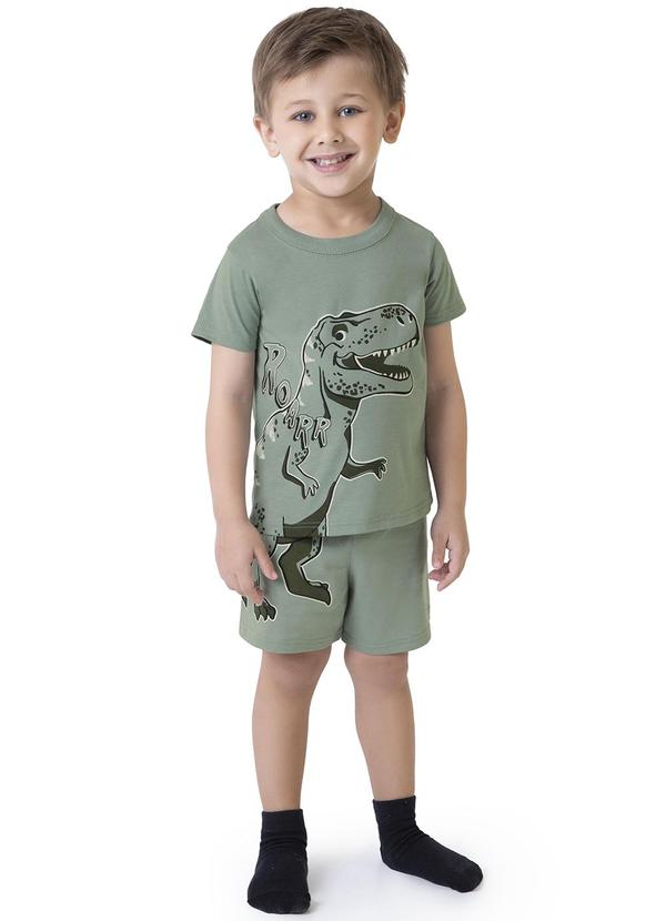 Malwee Kids - Pijama Verde Musgo Roarr Brilha no Escuro 1
