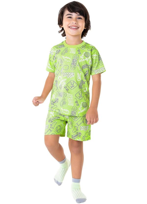 Malwee Kids - Pijama Verde Skate Brilha no Escuro Menino