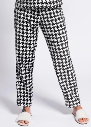 Alma Dolce - Calça de Pijama Pied de Poule em Malha Fleece - ALMA DOLCE