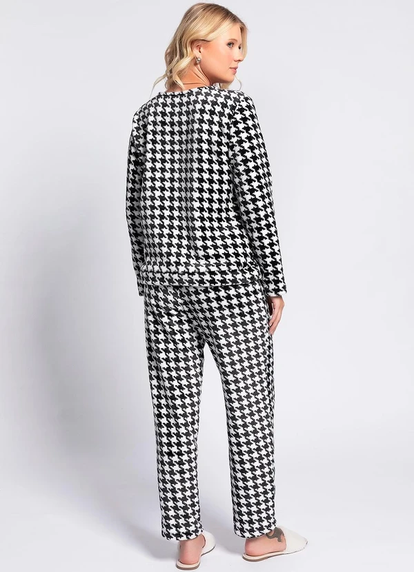 Calça de Pijama Pied de Poule em Malha Fleece Alma Dolce