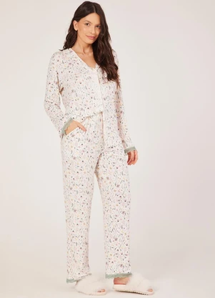 Anna Kock - Pijama Americano Longo Detalhes em Renda Estampado - ANNA KOCK