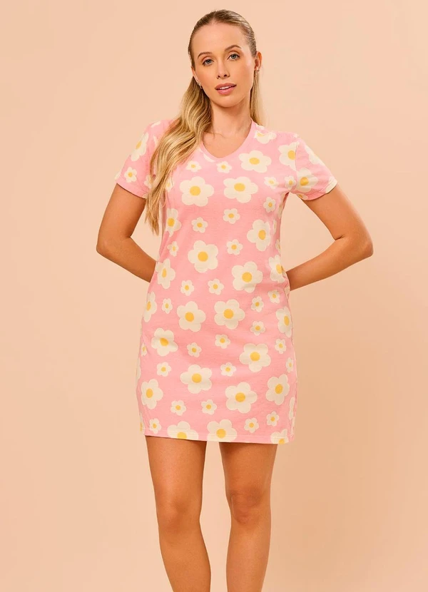 Rovitex - Camisola Feminina Estampada Meia Malha Rosa