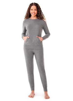 Zee Rucci - Conjunto Loungewear Moletinho com Punhos Cinza - ZEE RUCCI