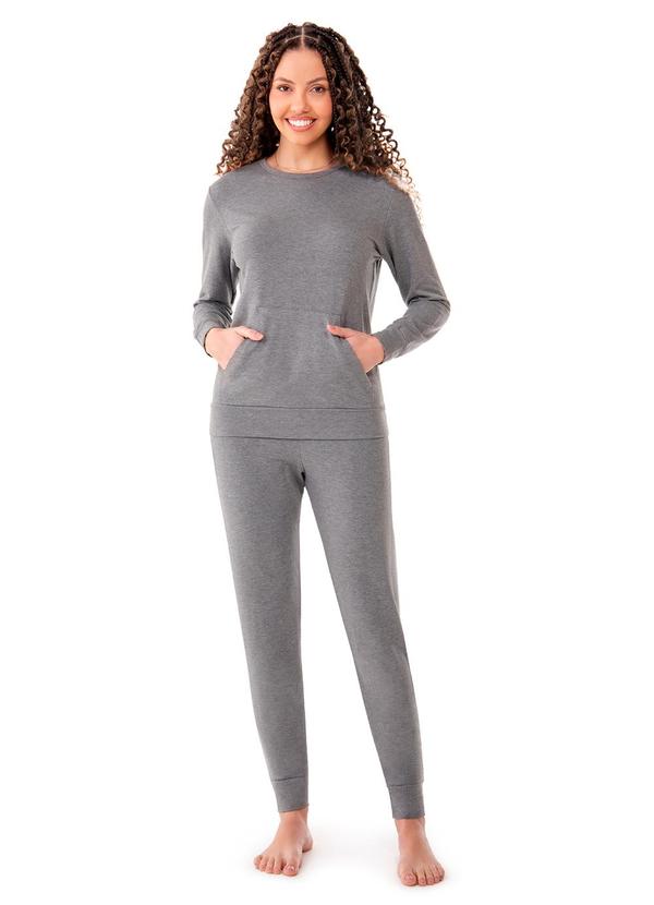 Zee Rucci - Conjunto Loungewear Moletinho com Punhos Cinza