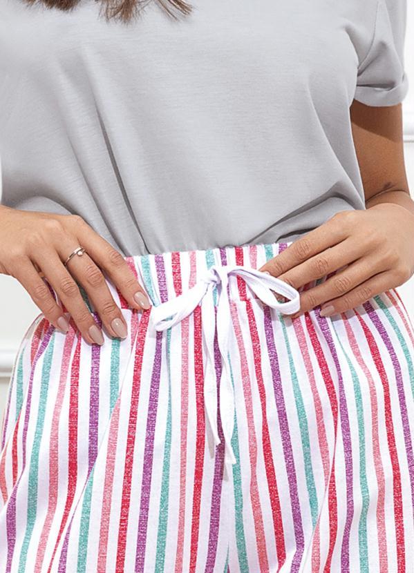 Alma Dolce - Conjunto Manga Curta e Calça Pantacourt Rosa 3