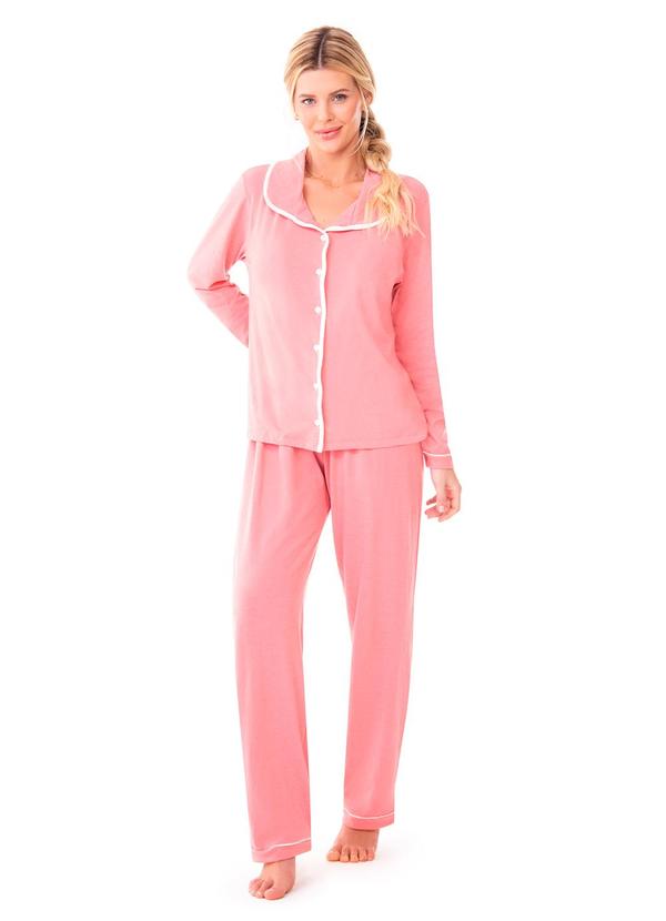 Zee Rucci - Pijama Abertura Frontal com Botões Rosa