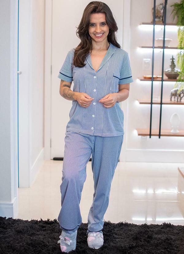 Piante Pijamas - Pijama American Calça Algodão Azul