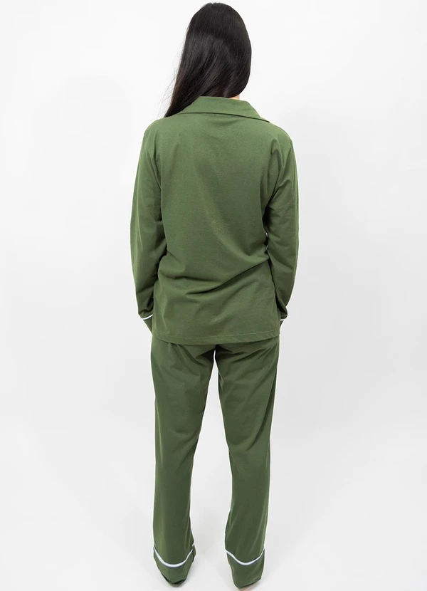 Piante Pijamas - Pijama Americano Algodão Filete Verde Militar 2
