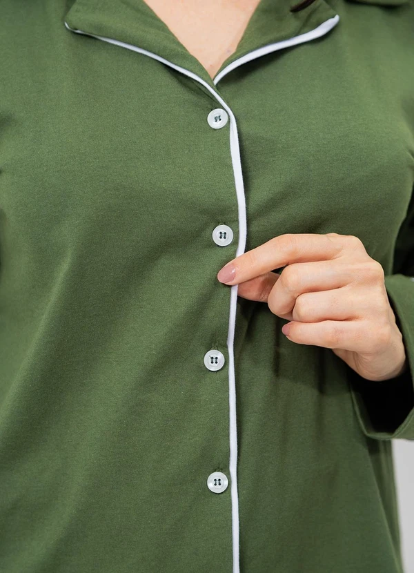 Piante Pijamas - Pijama Americano Algodão Filete Verde Militar 5
