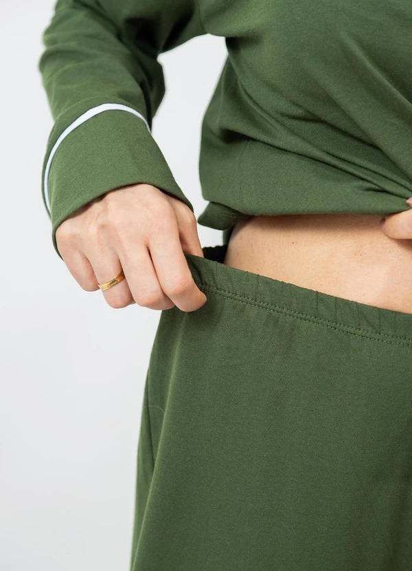 Piante Pijamas - Pijama Americano Algodão Filete Verde Militar 6