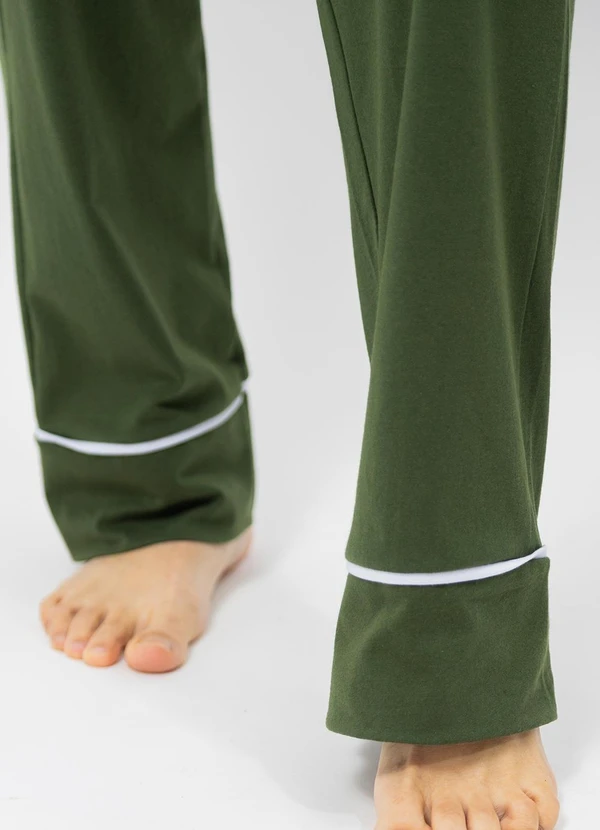 Piante Pijamas - Pijama Americano Algodão Filete Verde Militar 7