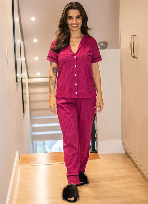 Piante Pijamas - Pijama Americano Calça Algodão Rosa