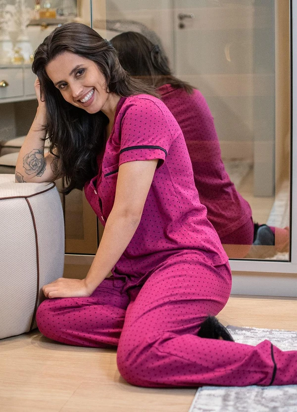 Piante Pijamas - Pijama Americano Calça Algodão Rosa 5