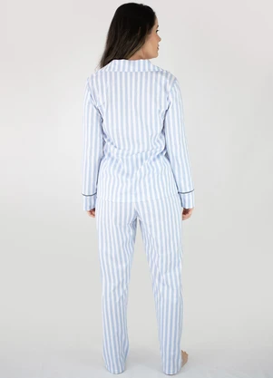 Piante Pijamas - Pijama Americano Longo Algodão Amanda Azul - PIANTE PIJAMAS