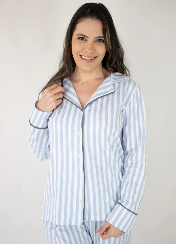 Piante Pijamas - Pijama Americano Longo Algodão Amanda Azul 4