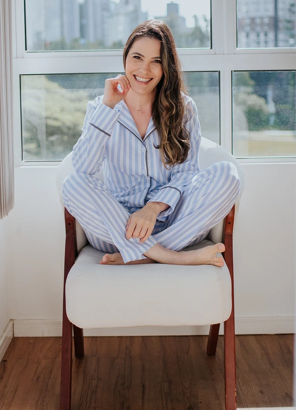 Piante Pijamas - Pijama Americano Longo Algodão Amanda Azul 6