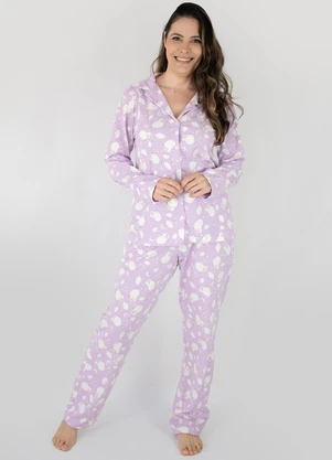 Piante Pijamas - Pijama Americano Longo Algodão Amanda Lilas - PIANTE PIJAMAS