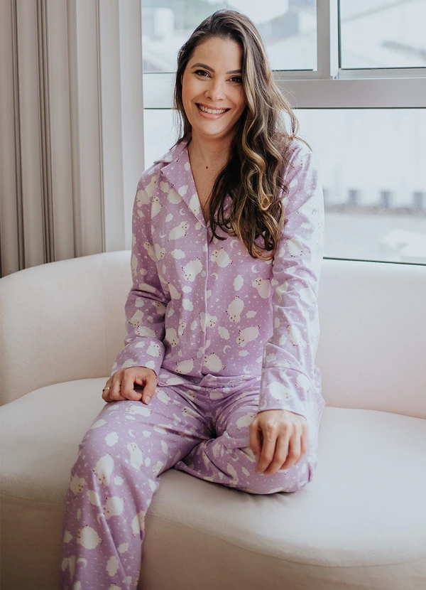 Piante Pijamas - Pijama Americano Longo Algodão Amanda Lilas 6