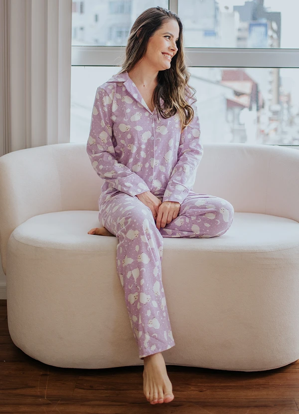 Piante Pijamas - Pijama Americano Longo Algodão Amanda Lilas 7