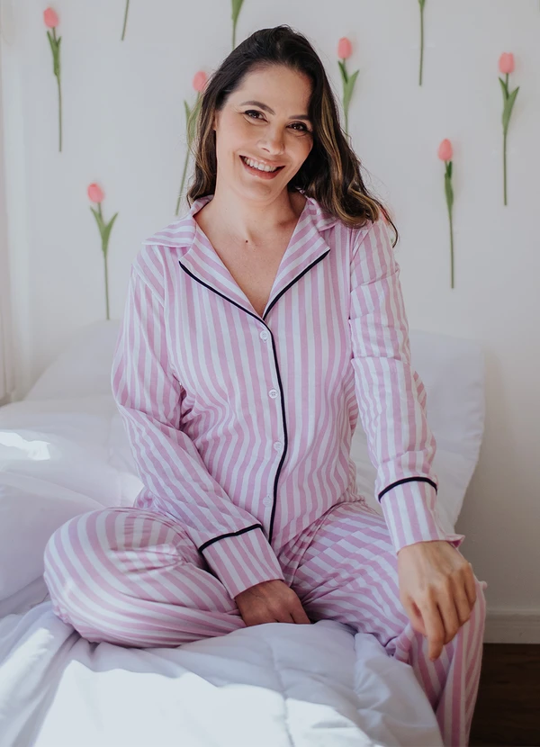 Piante Pijamas - Pijama Americano Longo Algodão Amanda Rosa 6