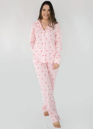 Piante Pijamas - Pijama Americano Longo Algodão Amanda Rosa - PIANTE PIJAMAS