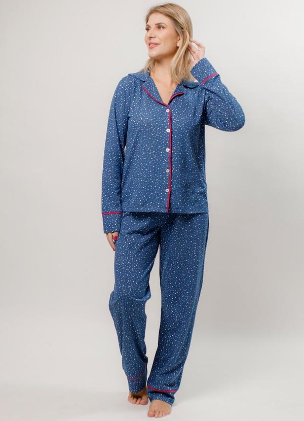 Piante Pijamas - Pijama Americano Longo Algodão Azul