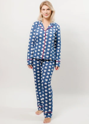 Piante Pijamas - Pijama Americano Longo Algodão Azul - PIANTE PIJAMAS