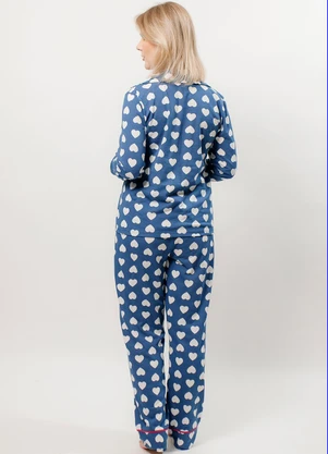 Piante Pijamas - Pijama Americano Longo Algodão Azul - PIANTE PIJAMAS