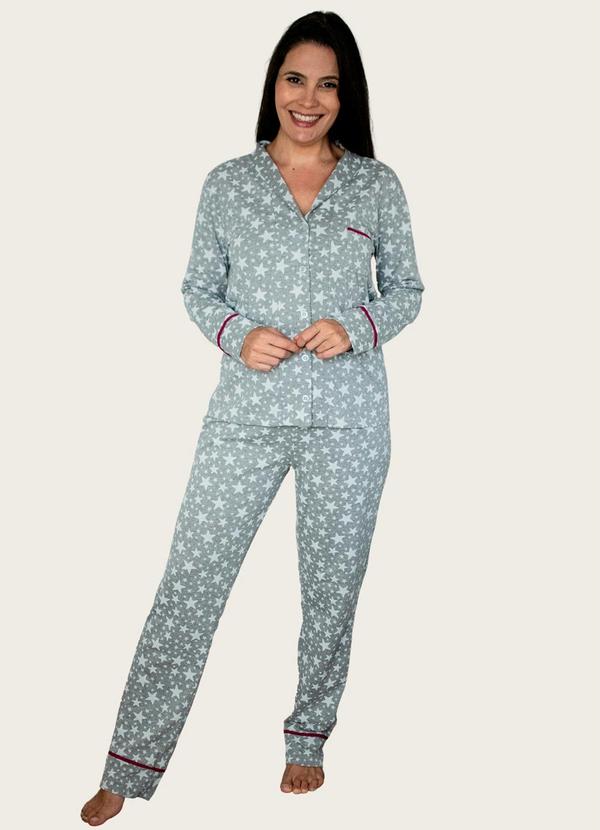 Piante Pijamas - Pijama Americano Longo Algodão Cinza