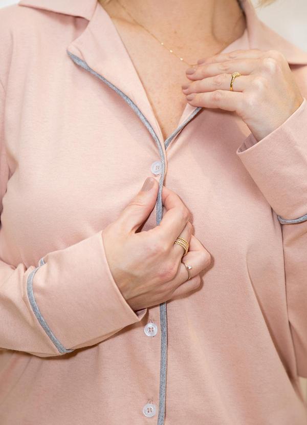 Piante Pijamas - Pijama Americano Longo Algodão Filete Rosê 8