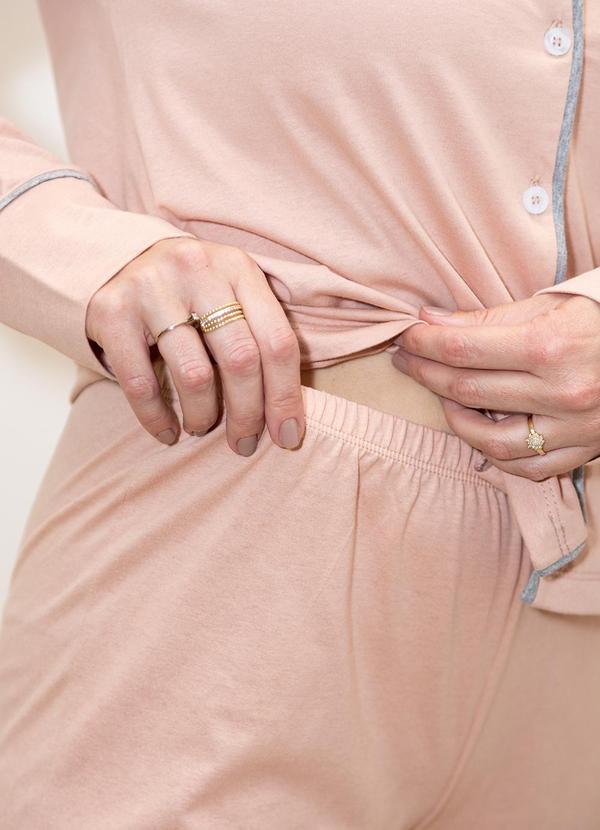 Piante Pijamas - Pijama Americano Longo Algodão Filete Rosê 9