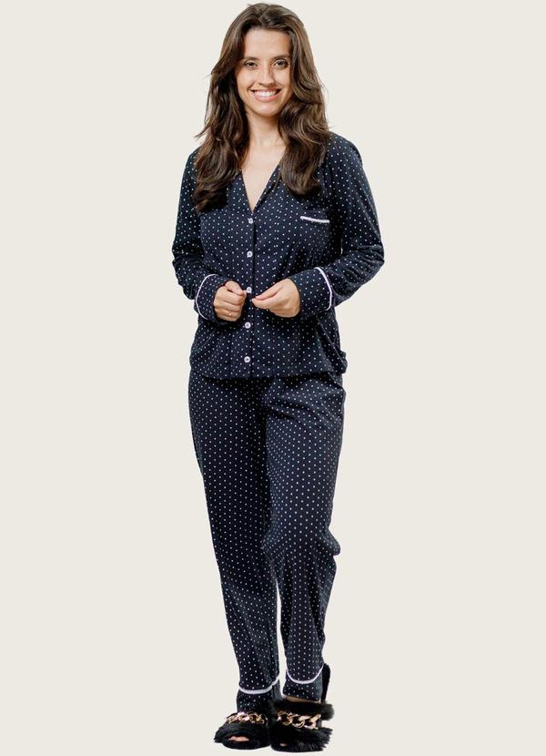 Piante Pijamas - Pijama Americano Longo Algodão Preto